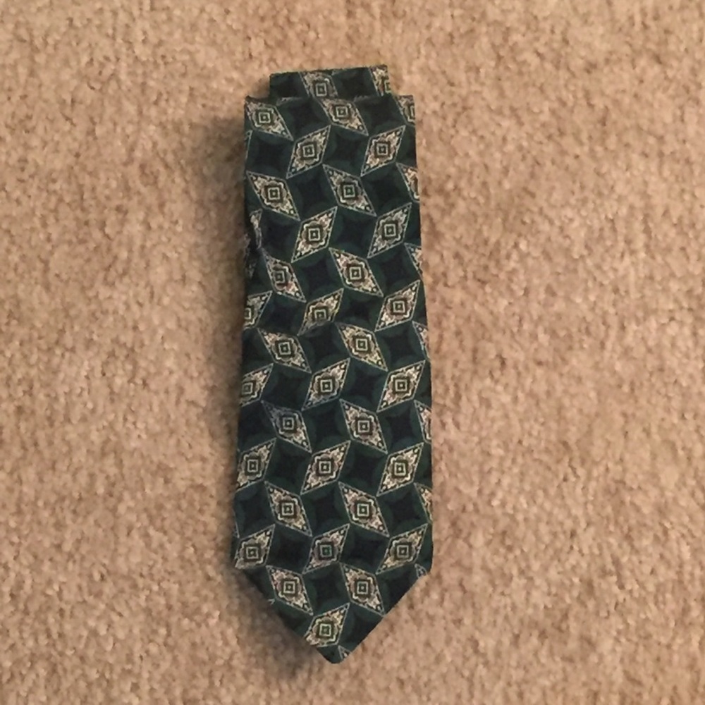 Green/Blue/Gold Men’s Silk Tie “Geoffrey Beene”